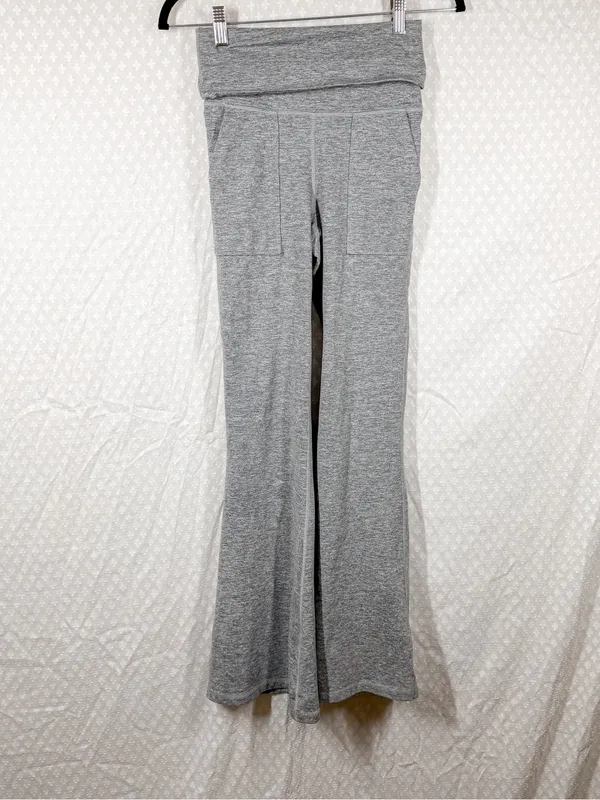 Aerie Offline Heather Grey The Hugger Foldover‎ Flare Pants - Image 2