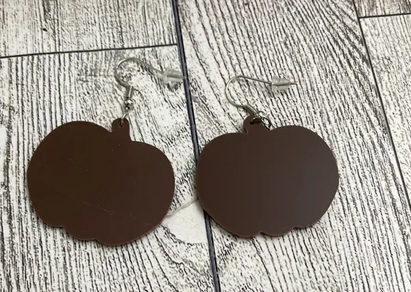 New Turquoise/Brown Festive Pumpkin Dangle Earring Halloween Thanksgiving Fall - Image 3