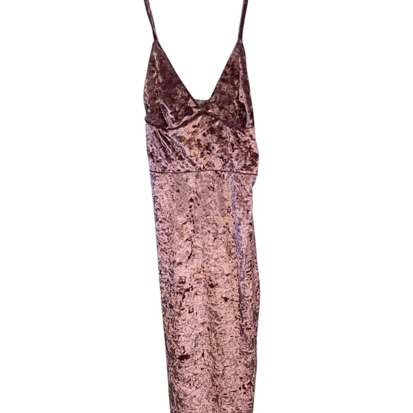 Club L London Pink Crushed Velvet Cami Midi strapless kentucky derby Party Dress - Image 5