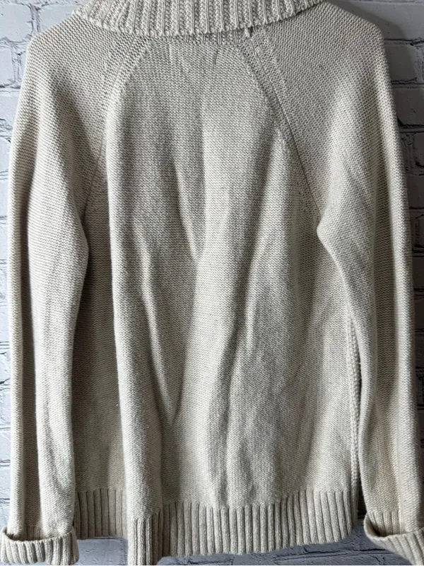 Eddie Bauer Cream Cable Knit Zip-Up Shawl Cardigan size large - Image 5