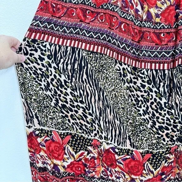 Vintage Flowy‎ Animal Print Boho Eclectic Artsy Pull On Maxi Skirt Maximalism - Image 3