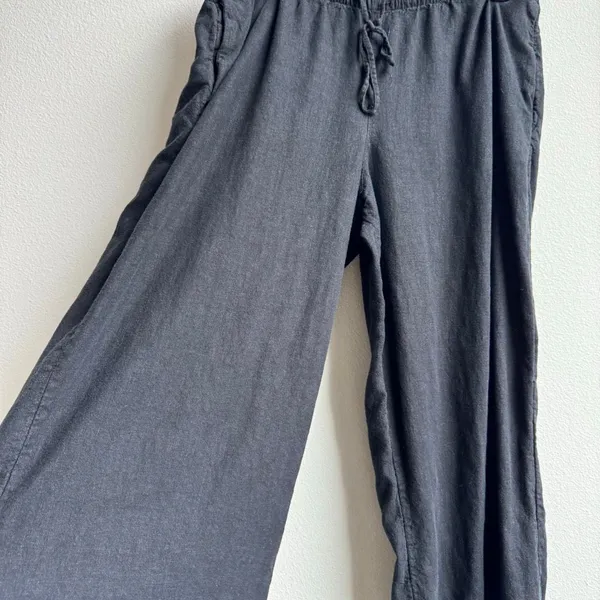Abercrombie & Fitch Linen Blend Wide Leg Pull On Trouser Pants Size Large LONG - Image 3