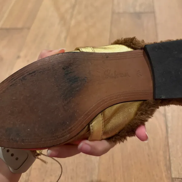 Danica Gold Fuzzy Slip On Mules - Image 5