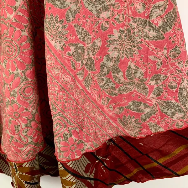 Reversible Maxi Wrap Skirt BINS704 Red - Image 3