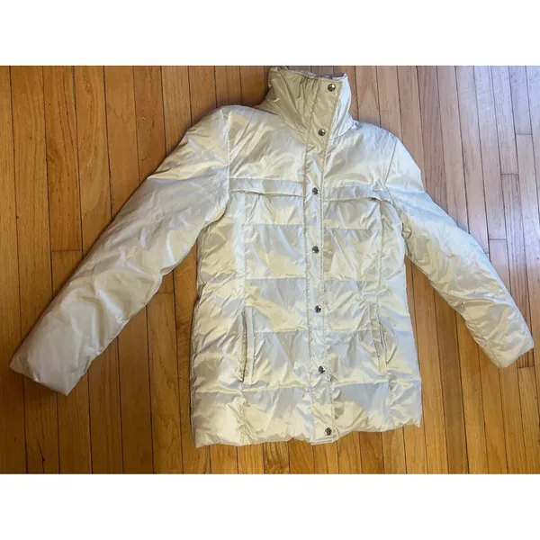 Michael Kors White Down Filled Puffer Jacket Women Size Medium Warm Classic Coat - Image 2