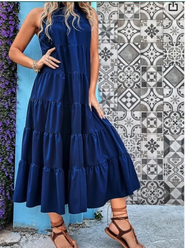 tiered maxi dress navy blue size L - Image 3