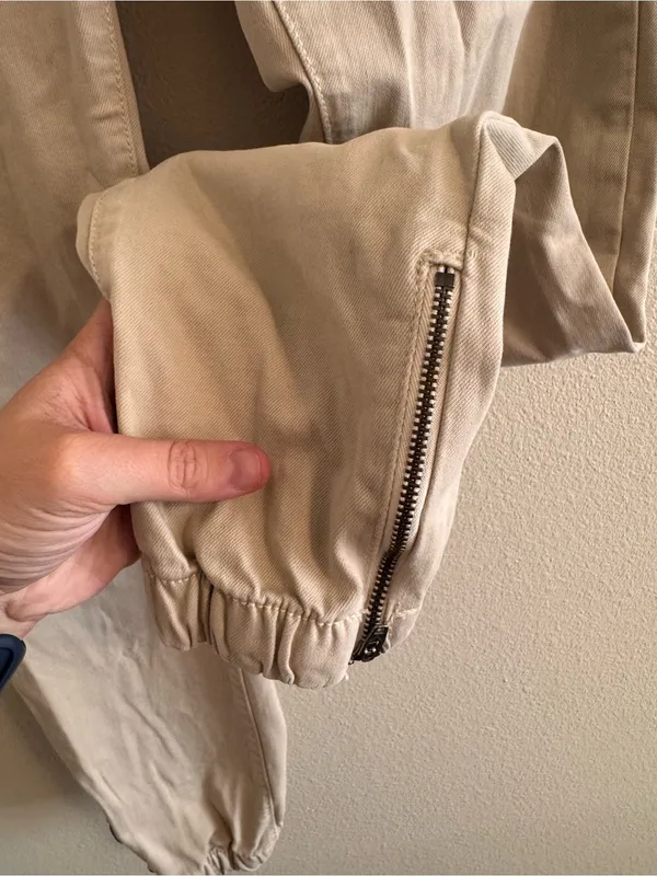 American Eagle Outfitters Cream Drawstring Jogger Pants - Image 2
