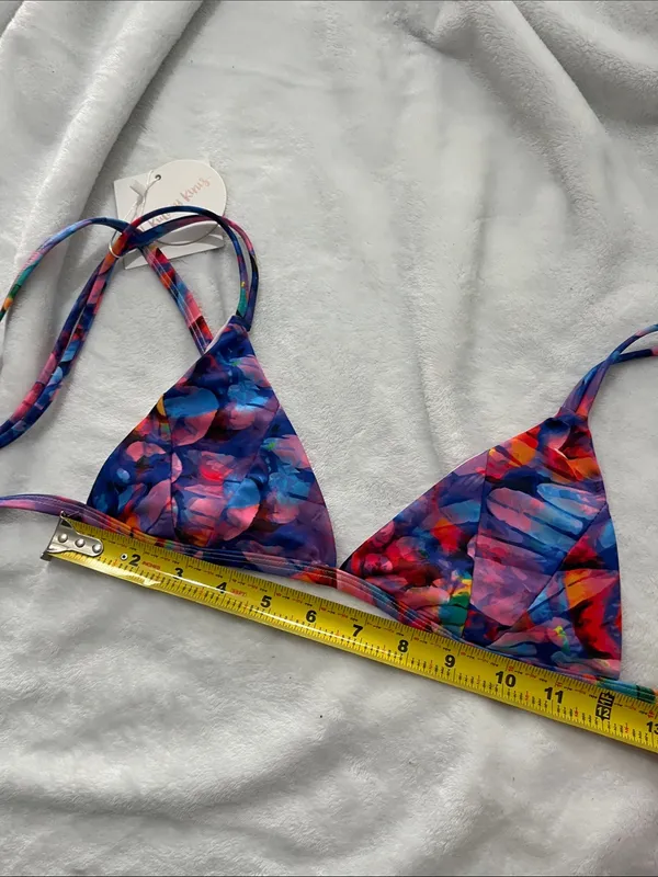 New Kulani Kinis Women’s fixed scoop bikini top multicolor flamingo print Medium - Image 9