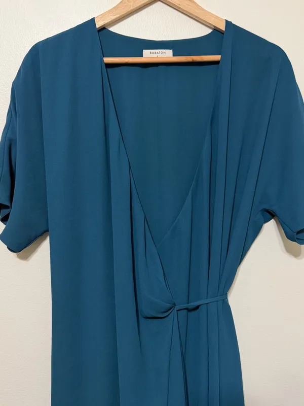 Aritzia Babaton Wallace Wrap Dress Teal Turquoise Size Large - Image 5
