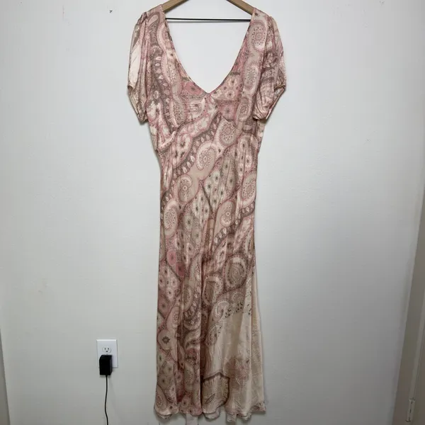 Tularosa VRG GRL Women Paloma Bias Babydoll Maxi Dress XL Pink Paisley Patchwork Ethereal - Image 3