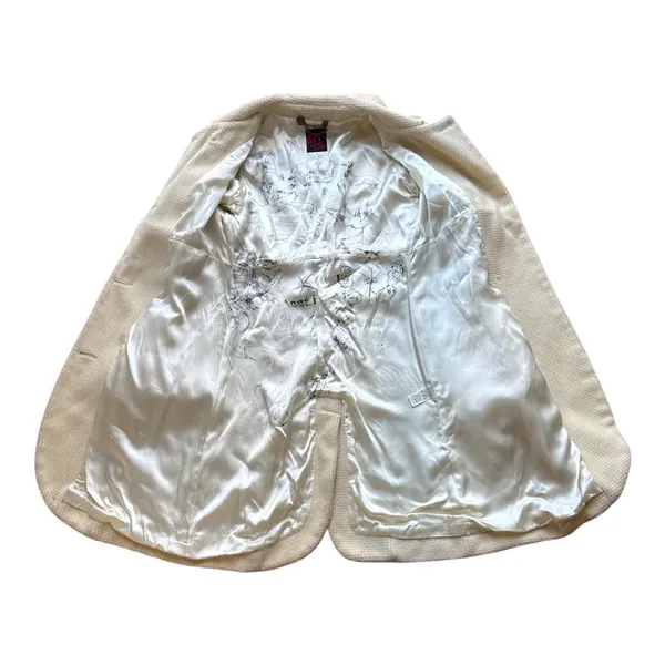 Miss Sixty Women Cream Wool Blend Textured Button Front Coat Jacket XS W792 4353 - Image 3