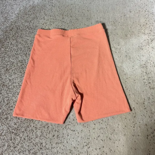 White Fox Boutique Project 5 Ribbed Biker Shorts Orange Coral XS Logo Streetwear - Image 5