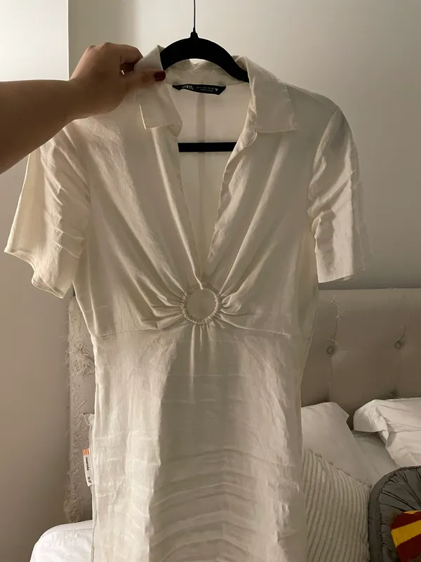 ZARA White Collared Dress - Image 5