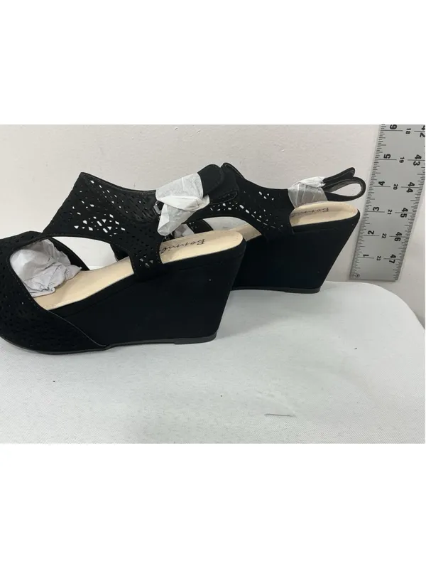 Womans New In Box Bonnibel Tanika Platform Wedge Slingback Sandals 7 Black - Image 3