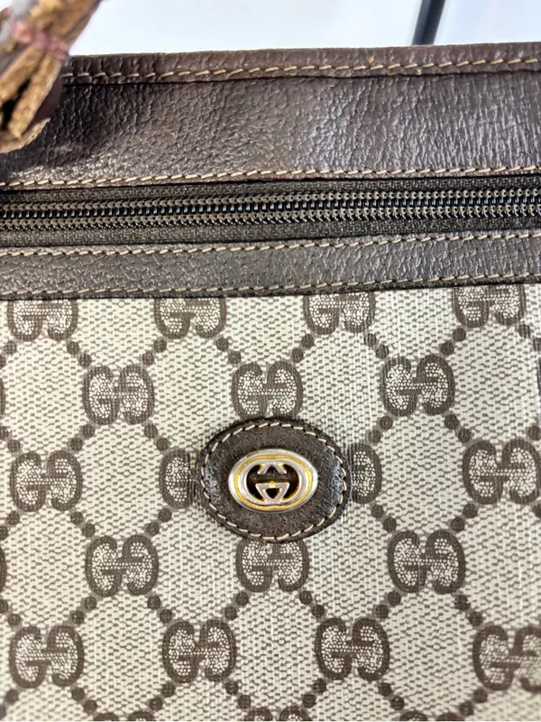 Gucci Beige and Brown GG Canvas Crossbody Bag with braid trim - Image 6