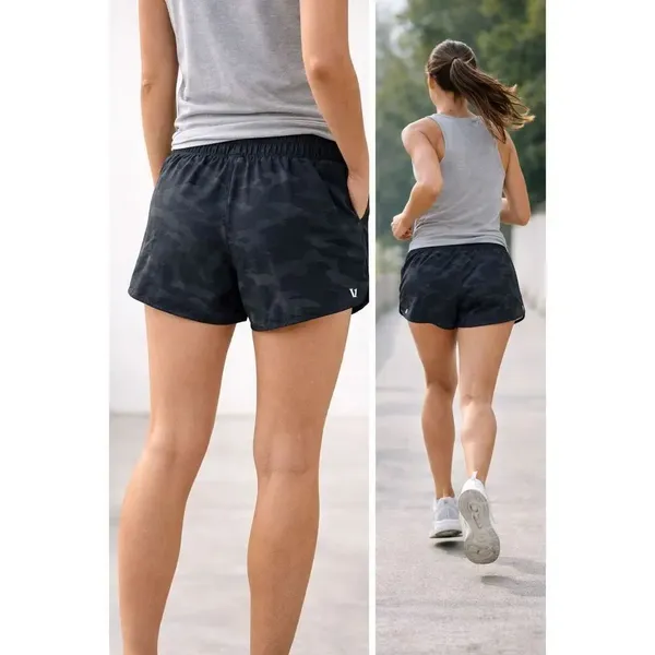 Vuori Camo Athletic Running Shorts Black Gray Drawstring Size Small Performance - Image 2