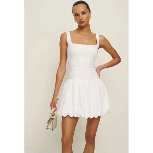 NWT Reformation Delia Linen Dress White Size 12 - Image 5