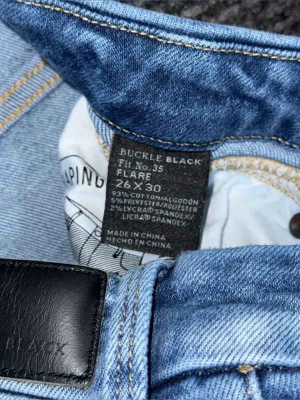 Buckle Black Fit No 35 High Rise Flare Stretch Jeans Sz 26 x 30 SHORT BBW1365S - Image 9