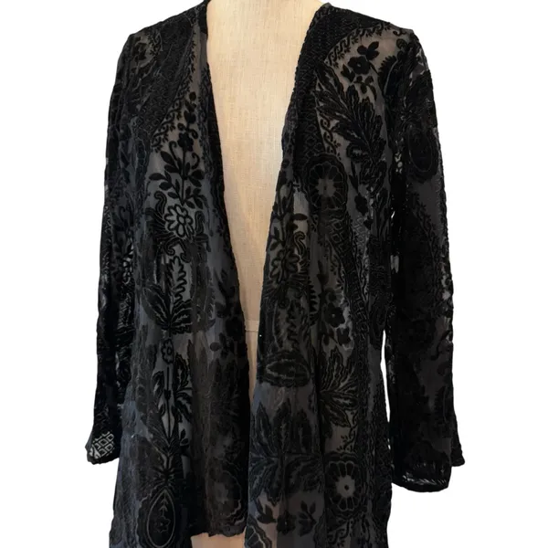 Velvet burnout paisley open kimono - Image 2