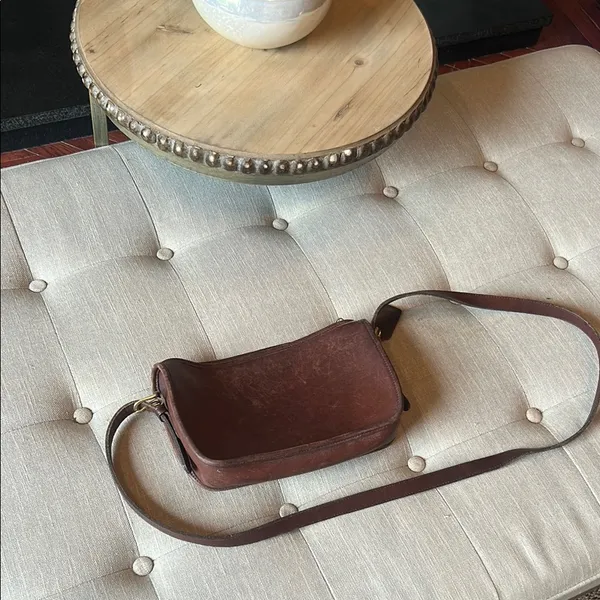 VTG 1993 COACH Brown MITCHELL Zip Leather Bag USA 9938 - Image 2