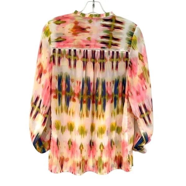 Vintage America Blues Blouse Womens S Multi Boho Peasant Coastal‎ Romantic Artsy - Image 6