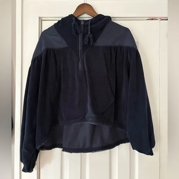 Free People Movement Navy Blue Hooded Pullover Terry Size‎ XS EUC - Image 4