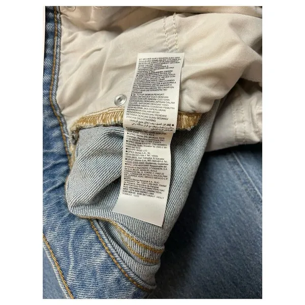 New Old Jeans Navy Womens 10 Extra High Rise Sky Hi Wide Leg Raw Hem Light Blue - Image 9