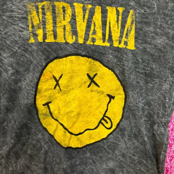 Nirvana Nevermind Dead Eye Smiley Grunge Acid Wash Tee XL - Image 2