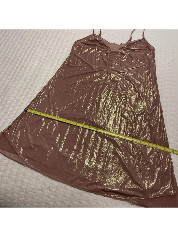Victoria’s Secret Mauve Pink Rose Gold Shimmer Sz M Medium Nightie Slip Lingerie - Image 6