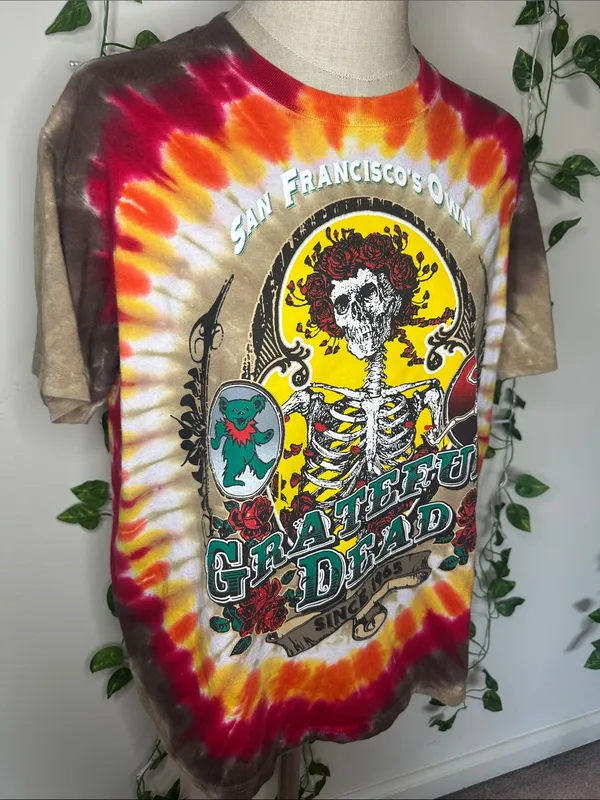 Grateful Dead Tie Dye Graphic Tee Liquid Blue - Image 3
