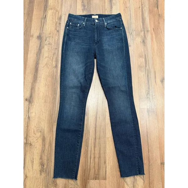 MOTHER Looker Ankle‎ Fray High Waist Jeans Dark Wash Women's 26 - Image 2
