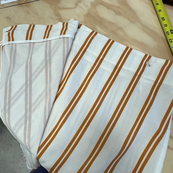 Sancia‎ Striped Wrap Mini Skirt Ochre Cream Tencel Linen Blend XS Summer Boho - Image 3