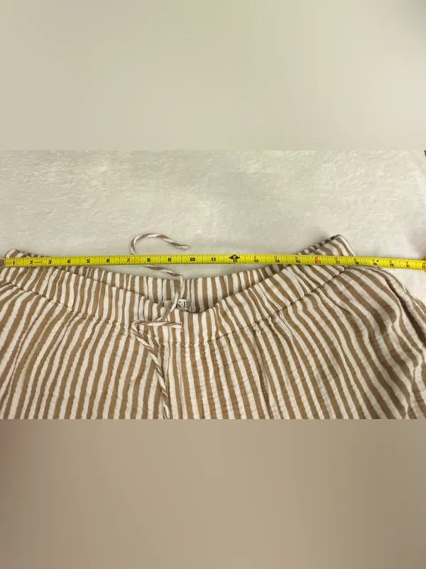 LAKE Wide Leg Striped Linen-Blend Pants — Beige & White - Image 8