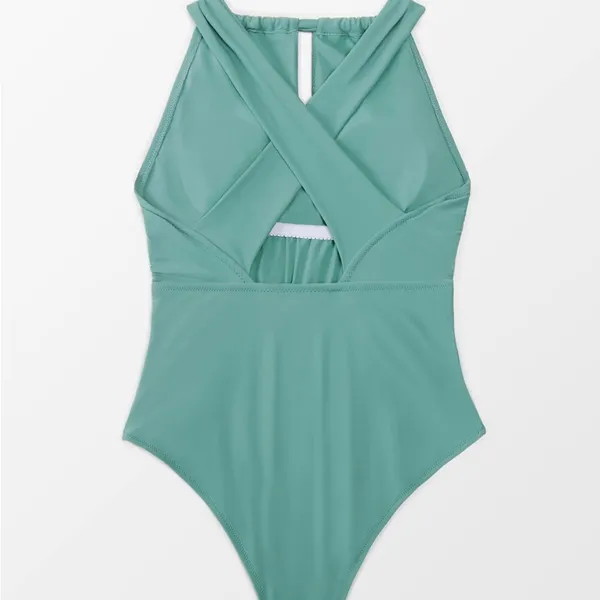 NWT CUPSHE Tie Front One Piece Swimsuit High Neck Design with Removable‎ Padding - Image 6