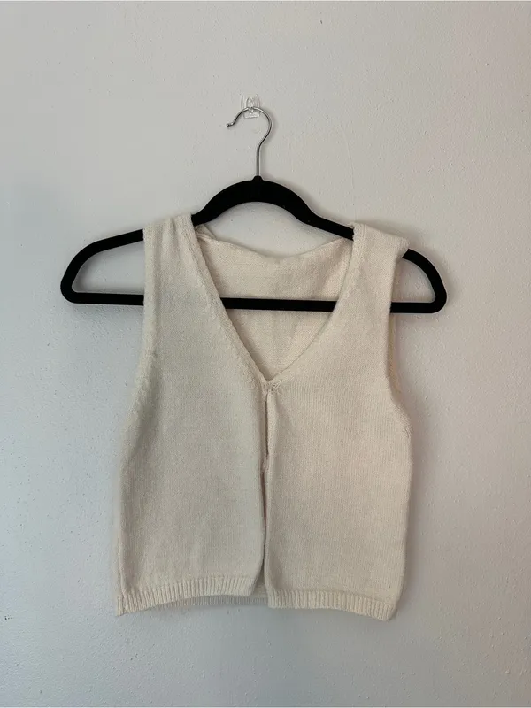Amazon Cream Knit V-Neck Button-Front Camisole - Image 2