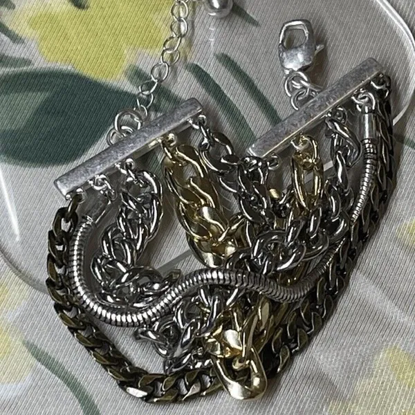 Jenny Bird Austin Cuff Mixed Metals Stacked 5 Chain Bracelet Brand New - Image 7