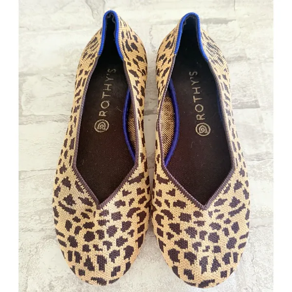 Rothys The Flat Animal Print Shoes Round Toe Eco Friendly Knit Comfort Sz 11 - Image 5
