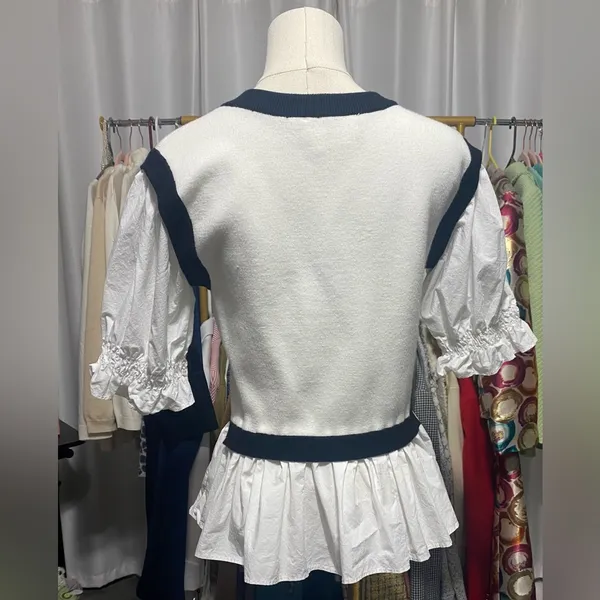By Anthropologie Layered Poplin Sweater Top - Image 7