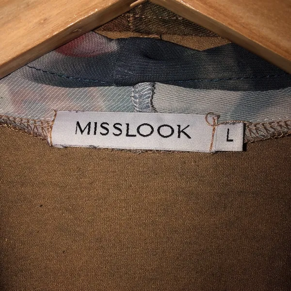 Misslook Open Waterfall Long Sleeve Cardigan Koi Camo Size Large - Image 2