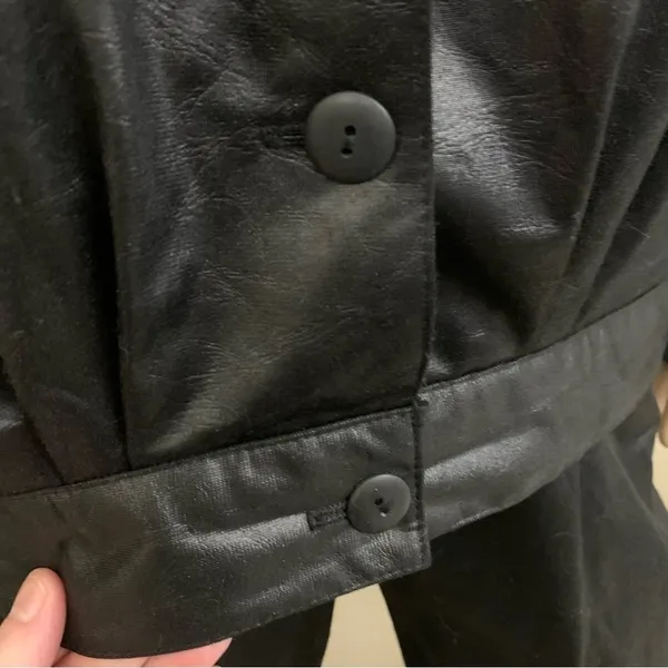 Vintage 1980s Black Faux Leather High Waisted 2pc Pantsuit Set Size 9/10 - Image 4