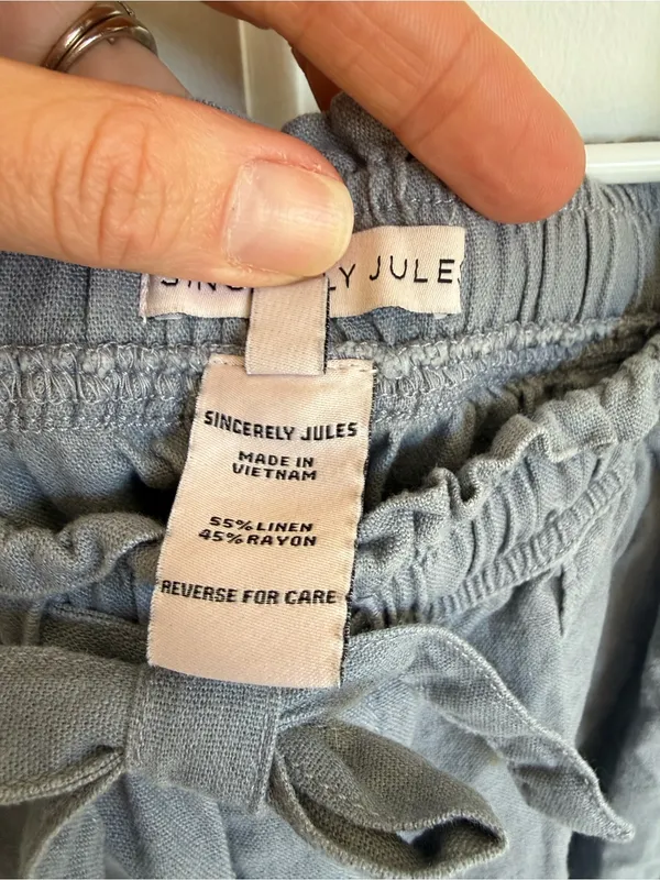 Sincerely Jules Linen Blend‎ Pants Gray Roll Tab Ankle Size M Size M - Image 4