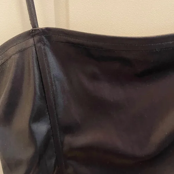 Miss California Apparel Black Camisole Top Slip Shiny‎ USA Goth 90s Vintage - Image 3