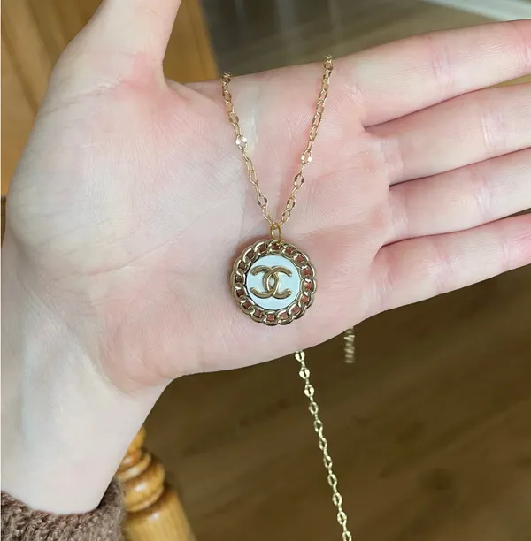 Reworked Gold and White Button Necklace - Image 2