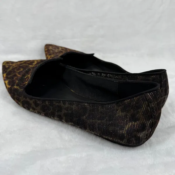 ALDO Leopard Print Metallic Pointed Toe Flats‎ Gold Bronze Size 9 Womens - Image 7