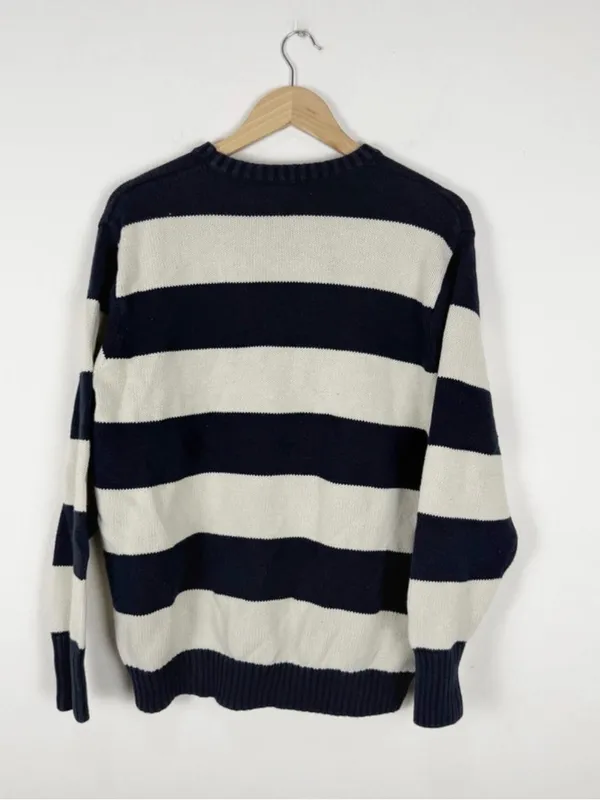 John Galt Brandy Melville Sweater Womens OS Navy‎ White Classic Striped Crewneck - Image 7