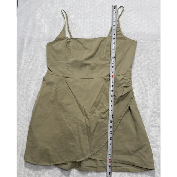Abercrombie & Fitch Wrap Mini Dress Greenish Tan Womens XL Tall Summer Beach - Image 10