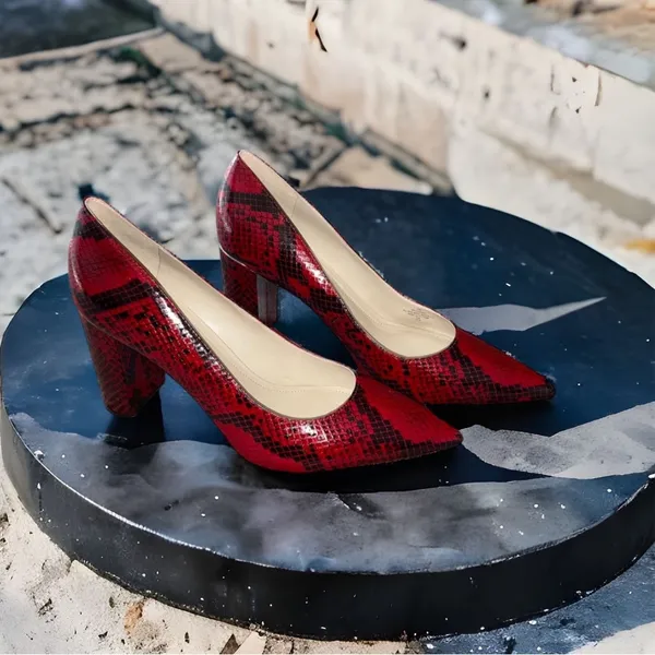 NEW MARC FISHER SNAKE PRINT Pump Heel Sandal Slip On - Image 5