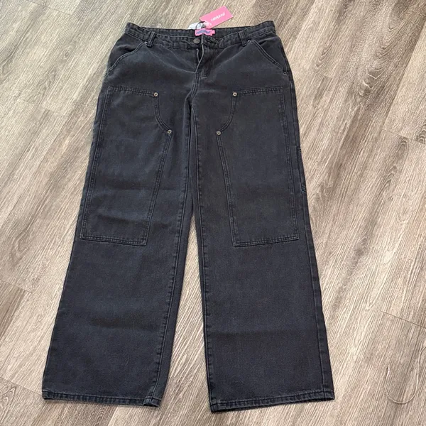 Edikted Ayla Low Rise Wide Leg Carpenter Jeans black wide leg medium - Image 2