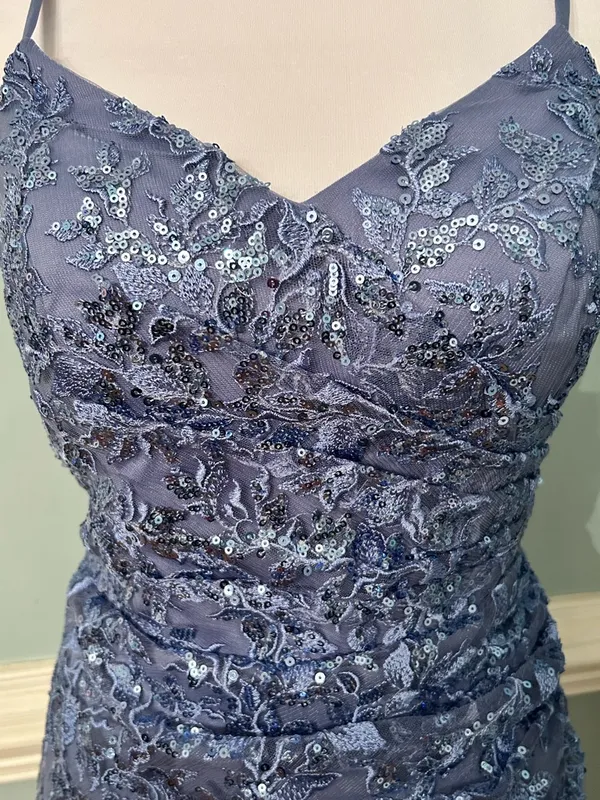 Stacees Purple Lace Spaghetti-Strap Evening Dress size 6 nwt - Image 4