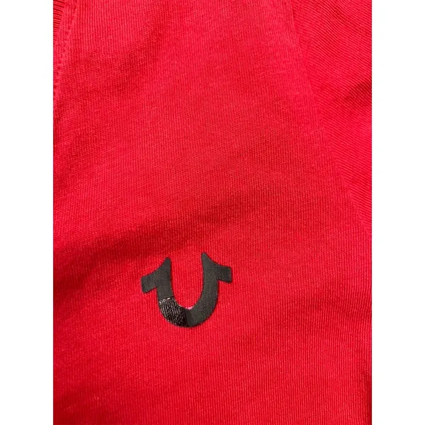 True Religion T-Shirt Womens Medium Red V-Neck‎ Back Graphic Logo Tee 4832 - Image 3